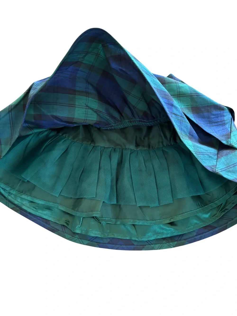 Gymboree 5T Blue & Green Plaid Ruffle A-Line Skirt with Bow